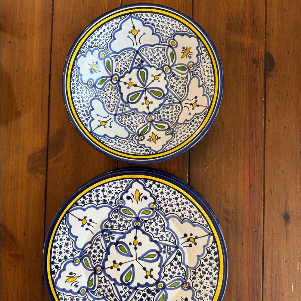 Blue and Yellow Geometric Dinnerware Set